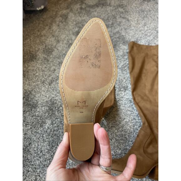 Marc Fisher Tan Faux Suede Over The Knee Boots Size 10 Slip-on - Picture 3 of 11